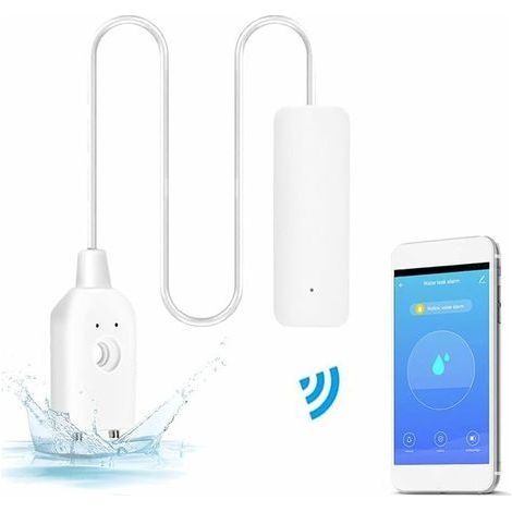 Détecteur de fuite d'eau WiFi, alertes de débordement d'inondation, contrôle à distance pour chauffe-eau, pompe à eaux usées, notification de l'application Tuya/Smart Life70x25x20MM (1/5)