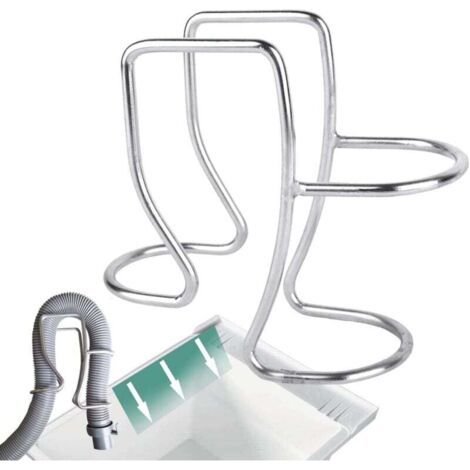 BUNTHAUS PA Confezione da 2 ganci regolabili per tubo di scarico della lavatrice, clip guida per tubo della vasca da bucato, fascetta universale per tubo del lavandino, acciaio inossidabile 304 (1/4)