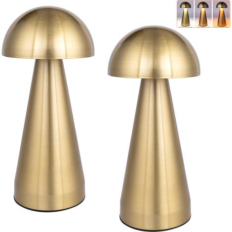 Lot de 2 lampes de table LED sans fil, lampe de chevet tactile à intensité variable, lampe de bureau rechargeable, 3 températures de couleur réglables (1/5)
