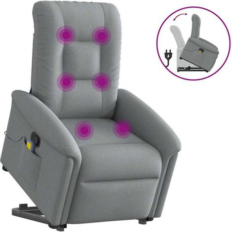 Chaise longue en tissu gris clair avec fonction de massage – Lit de relaxation ergonomique pour salon ou chambre, design moderne et confortable (1/5)