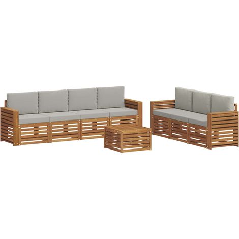 Set divani con cuscino 8 pcs Grigio Naturale e Chiaro vidaXL (1/5)