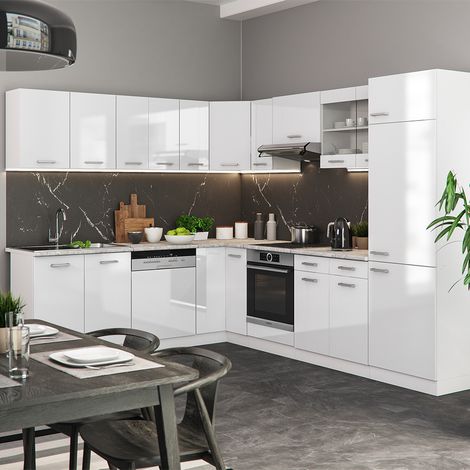 Cucina angolare completa R-Line, Bianco, 227 x 287 cm , PL Marmo, Vicco (1/5)