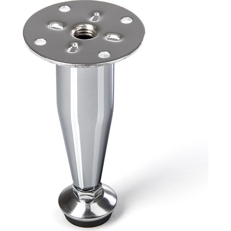 Möbelfuß 100 mm mit Höhenverstellung + 10 mm Chrom poliert (1/2)