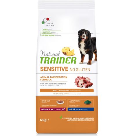 NAT DOG ADULT MEDIUM & MAXI SENSITIVE ANATRA E CEREALI INTEGRALI KG 12