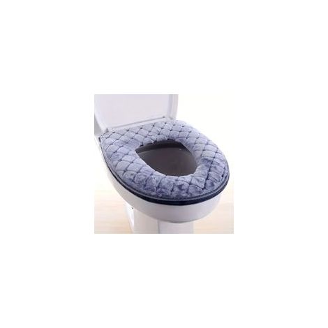 Ein dicker, waschbarer, weicher und bequemer WC-Sitzbezug im Herbst-/Winterstil (grau). – Crezuo