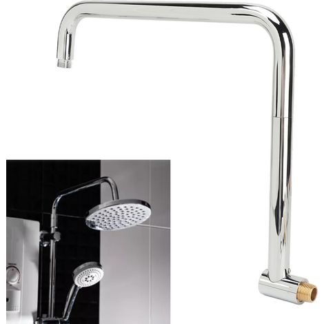 Extensión de manguera de ducha [brazo extensor de accesorio de ducha] [manguera de ducha en forma de S, giratoria, montada en la pared] con brida de acero inoxidable para baños galvanizados [G1/2] (1/5)