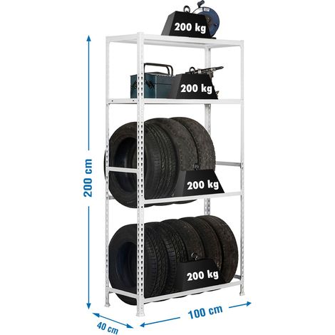 Simonrack Weißes Metallregal 3 Ebenen robust