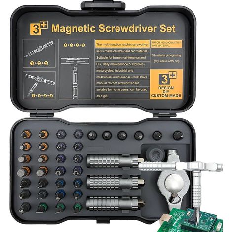 de tournevis à cliquet Outil portable 39-en-1 avec poignée amovible Kit de tournevis pour électronique Pour maison et bureau camping-car véhicule vélo ordinateur téléphone (1/5)