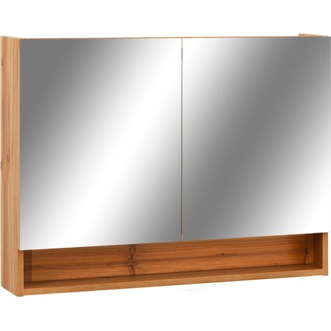 Armoire à miroir de salle de bain led 80 x 15 x 60 cm MDF chêne (1/5)