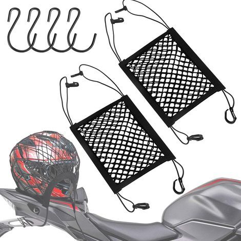 2pcs Filet pour Casque Moto, Bagages Vélo, Chargement Élastique Réglable Universel, Rangement Élastique,pour à vélo Moto Bagages (1/5)