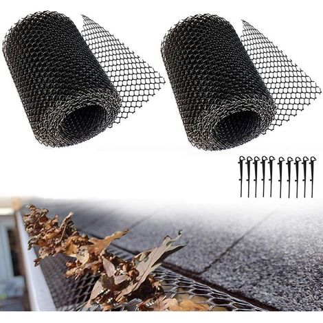 Grillage Protege Gouttiere 6 m x 15 cm Grillage de Protection pour Chéneaux avec Clips de Fixation Protection pour Gouttière 2stk(2) (1/5)