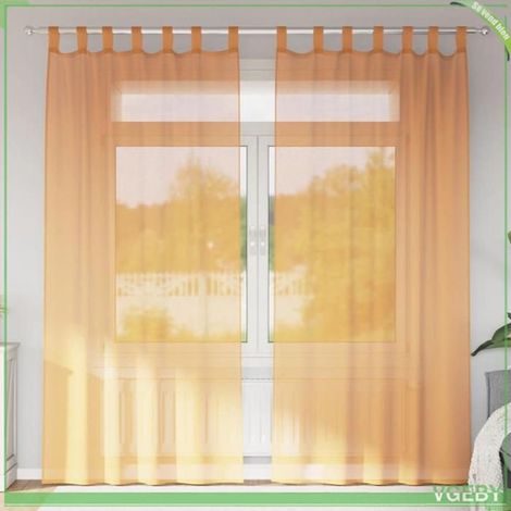 4102283 Rideaux en voile avec boucles 2 pcs orange 140x225 cm (1/5)