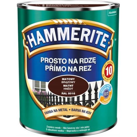 Vernice Hammerite antiruggine 0,7 l, marrone opaco, anticorrosiva e protettiva per metalli.