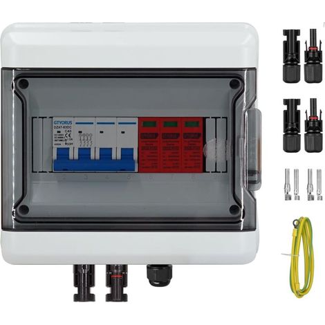 Scatola di giunzione per impianti fotovoltaici, protezione da sovratensione IP65, per fotovoltaici CC, interruttore automatico CC a 1 stringa da 1000 V con connettore solare (1 ingresso, 1 uscita, 40  (1/4)