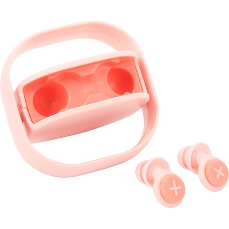 Bouchons d'oreilles en silicone réutilisables, triple protection, ultra-doux, étanches, réduction du bruit, pour dormir, roses (1/5)
