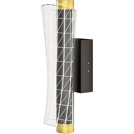 Ensemble de 2 appliques murales d'intérieur avec éclairage LED, design quadrillé, lampe de chevet à intensité variable, lampe de couloir pour salon ou chambre, métal, noir
