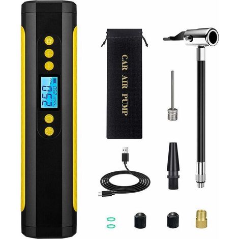 Tragbarer Kompressor, wiederaufladbarer elektrischer Reifenfüller (140 PSI), kabelloser Autokompressor mit LED-Digitalanzeige, elektrischer Luftkompressor für Auto, Motorrad und Ball