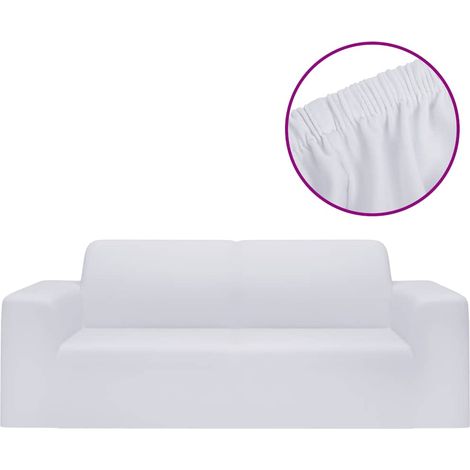 Maison Exclusive - Fodera Elasticizzata Divano 2 Posti in Jersey Poliestere Bianco (1/5)