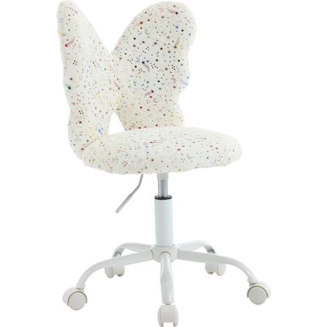 Wahson Chaise de bureau enfant pivotante 360° – Fausse fourrure douce – Hauteur réglable 42-50cm – Dossier ergonomique – Pour chambre fille, blanc, Blanc