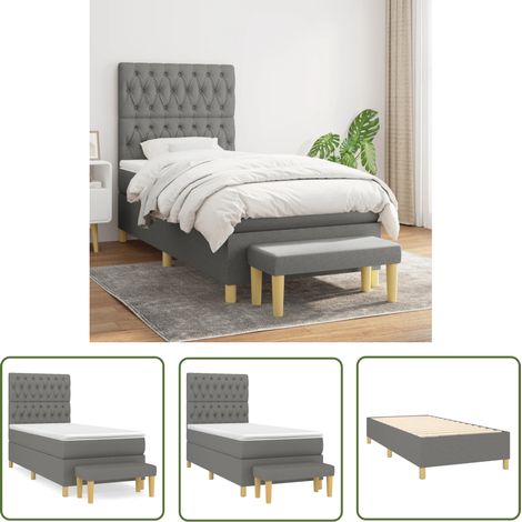 The Living Store Boxspringbett mit Matratze Dunkelgrau 90x190 cm Stoff - Boxspringbett - Doppelbett - Schlafraumgestaltung - Bettenausstattung - Liegekomfort (1/5)