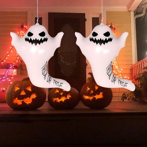 hanté maison scène mise en page accessoires décorations Halloween effrayantes gonflable fantôme d'horreur sourire 2pcs (1/5)