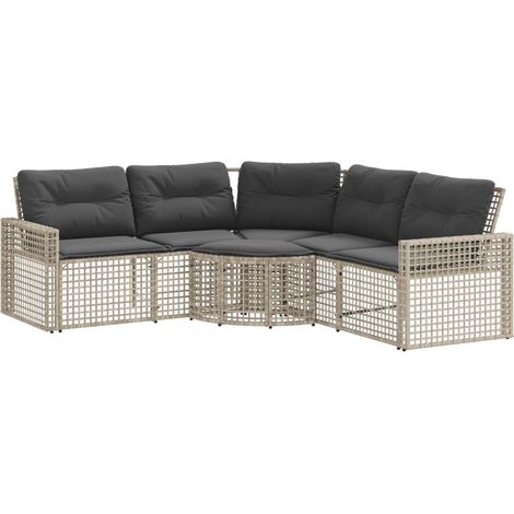 Maison Exclusive - Divano da Giardino a L Cuscini e Pouf Grigio Chiaro Polyrattan