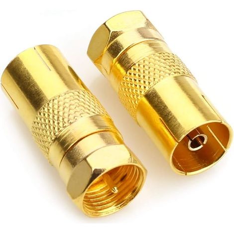 Koaxialadapter Typ F (Stecker auf Buchse), TV-Antennen-Koaxialkabelanschlüsse Typ F, Satellitenadapter Typ F (Schraubanschluss), Netzstecker auf HF-Koaxialantennenadapter (1/5)