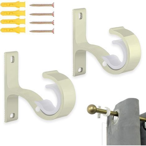 Lot de 2 supports de tringle à rideaux robustes pour tringles de 20 à 28 mm de diamètre Support de tringle à rideaux de qualité supérieure à suspendre au plafond Crochets de fixation avec (1/5)
