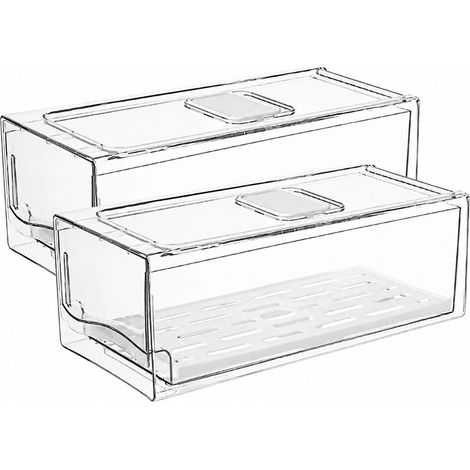 Bacs de rangement empilables pour réfrigérateur, lot de 2, 11 x 14 x 30 cm, organisateur de cuisine (1/5)
