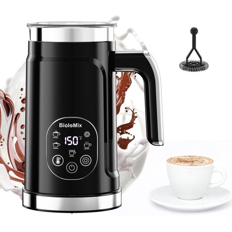 Mousseur à lait électrique 4 en 1 Mousseur à lait automatique chaud et froid Chauffe-lait pour latte Mousseur à lait Chocolats chauds Cappuccino (noir)