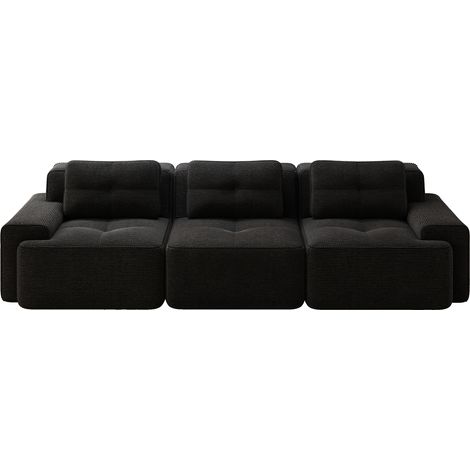 Sofá Modular Sin Estructura, Sofá De Esquina, Asiento Profundo, Respaldo Curvado, Corduroy Negro (1/5)