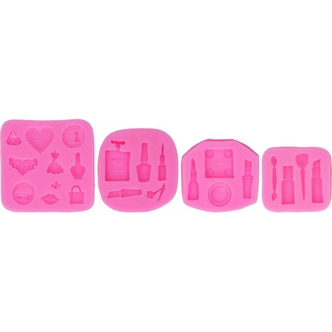 Ensemble de 4 moules en silicone pour outils cosmétiques, de qualité alimentaire, antiadhésifs, durables, souples et inodores, adaptés aux gâteaux, aux crèmes glacées et au pain.