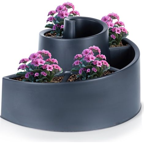 Supporto per fiori da giardino a spirale in plastica nera, dimensioni 53x43,5x32,5 cm.