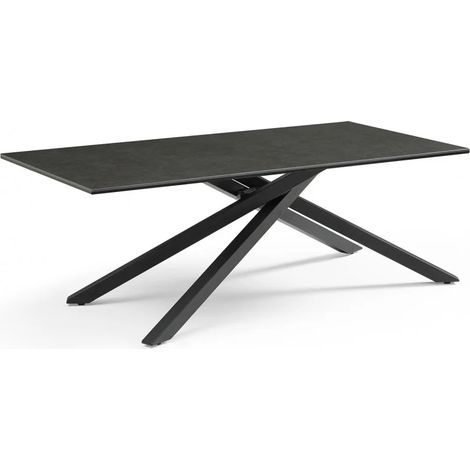 Table basse 120x60 cm céramique gris foncé pied torsadé - UTAH 05 (1/5)
