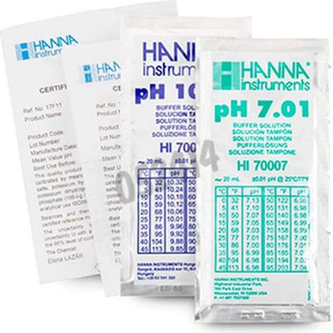5 sobres de pH7.01 (20 ml) y 5 sobres de pH10.01 (20 ml) - Certificado  : SI - Técnica  : NO