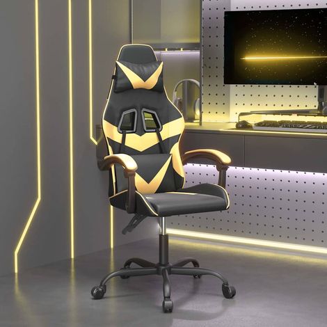 vidaXL Chaise de jeu Noir et doré Similicuir (1/5)