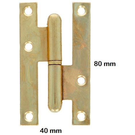 Bisagra pernio hierro 80x40 mm (2 uds)  Dorado (1/2)