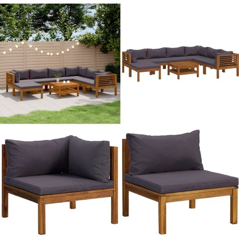 8-tlg. Garten-Lounge-Set mit Auflage Massivholz Akazie - Garten-Lounge-Set - Garten-Lounge-Sets - Home & Living (1/5)
