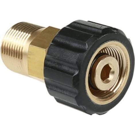 Messing-Hochdruckreinigeranschluss, metrisches M22 x 14 mm (Stift) Innengewinde, umwandelbar in M22 x 15 mm Außengewinde-Schnellkupplungsanschluss für Hochdruckreiniger (1/5)