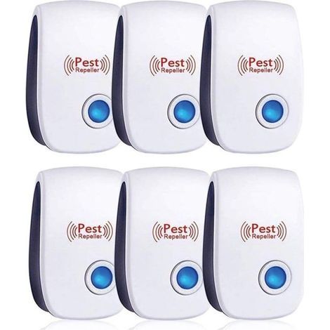 Répulsif Ultrason Anti-Rongeurs Insectes, 6 Pack Répulsif à Ultrason, Répulsif Électronique Insectes & Intérieur Répulsif Anti Moustique Ultrason Anti Rats Cafards Rongeurs Fourmis Araignées (1/4)