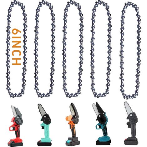 5 Pièces Chaîne De Tronçonneuse 6 Pouces, 1/4"LP, 37 Maillons, Pour Mini Scie, Menuiserie, Jardinage (1/5)