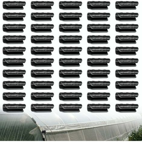 SHINING HOUSE 50 clips de película para tubos de invernadero, clips para jardín, edificios, plantas, película de plástico, conector fijo para tubos de red, clips para invernadero de 22 mm (1/5)