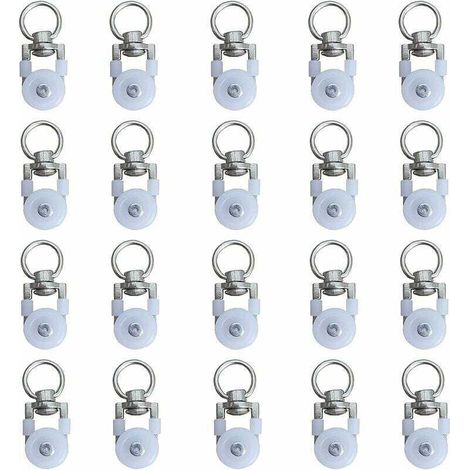 Lot de 20 roulettes pour tringle à rideau, poulies silencieuses, pour double rideau de fenêtre (1/4)