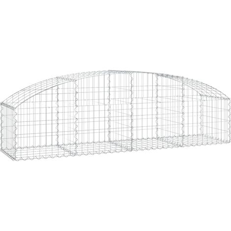Gabbione cesto gabbia recinzione muro di contenimento ad arco 200 x 50 x 40/60 cm ferro zincato Argento 020040042
