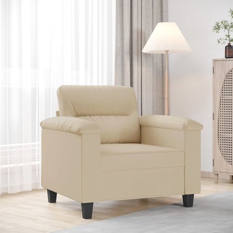 Sessel Creme 60 cm Mikrofasergewebe vidaXL (1/5)