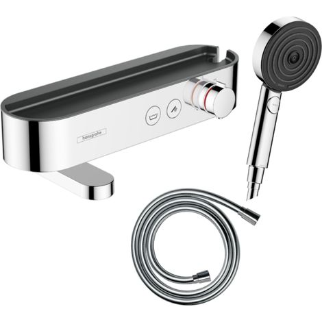 Pack mitigeur bain douche thermostatique HANSGROHE ShowerTablet Select + Flexible Isiflex + Pommeau de douche Pulsify Select 3 jets Chromé