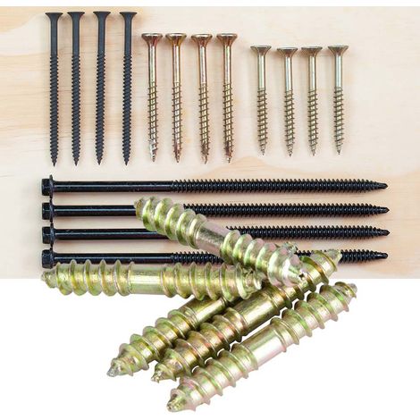 Lot de 10 vis à cheville 640 mm pour le travail du bois et la fabrication de meubles, vis à double extrémité (1/5)