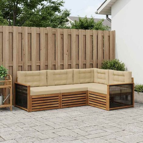 vidaXL Ensemble de canapés d'extérieur 4 pcs Naturel et Beige (1/5)