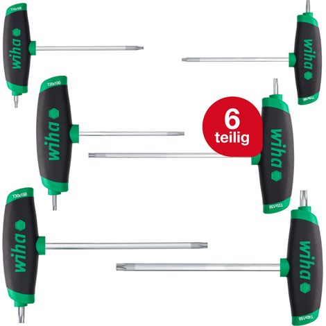 Wiha Stiftschlüssel Set 6-tlg. mit Quergriff TORX® I ComfortGrip mit Seitenabtrieb I Satz T10 - T40 I Stiftschlüsselsatz mit T-Griff (45622) (1/5)