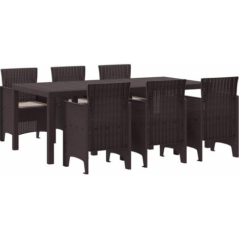 Ensemble de salle à manger pour jardin 7 pcs,Salon de jardin Marron Rattan Polt CFW88271 (1/5)